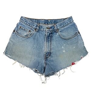 Lucky Brand Denim Cutoff Shorts Red Distressed‎ Vintage light wash high rise